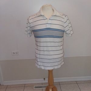 Mens Old Navy Polo Shirt MED Stripe Blue Top